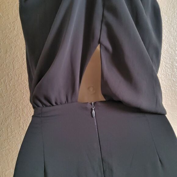 KRISA Faux Wrap Cutout Mini Halter Dress XS Black - Picture 4 of 8